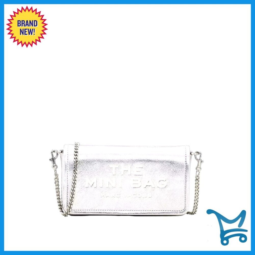 Metallic Leather Mini Crossbody Bag with Removable Chain Strap